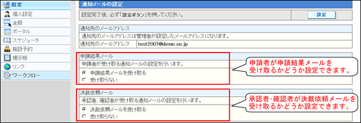 通知メールの設定